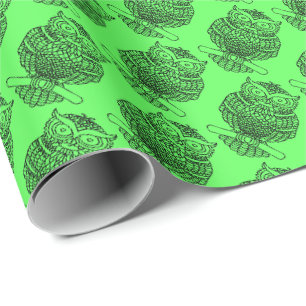 Owl (neon green) - Wrapping Paper