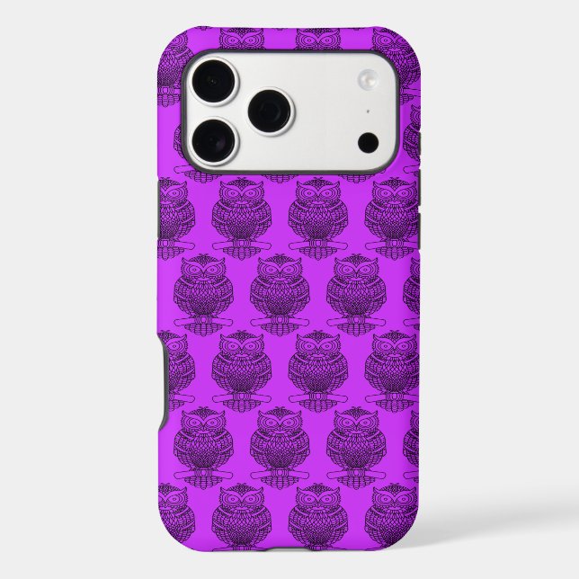 Owl (neon purple) - iPhone (16 Pro Max) Case (Back)