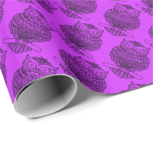 Owl (neon purple) - Wrapping Paper