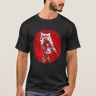 Owl Noctrurnal Animal Ornithology Red Moon Hallowe T-Shirt