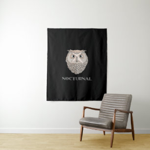 Owl Nocturnal Illustration Tapestry