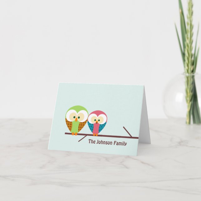 Owl Note Card - Mod (Front)