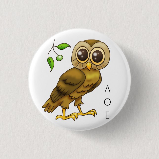 Owl of Athena 3 Cm Round Badge (Front)