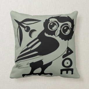 Owl of Minerva Pillow, Green/gray(#a3ac99) Cushion