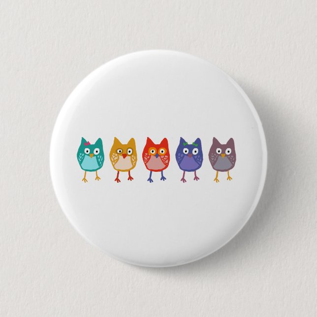 Owl of us 6 cm round badge (Front)