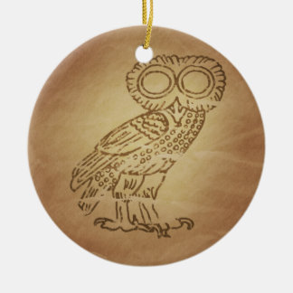 Owl of Wisdom Greek Ceramic Tree Decoration
