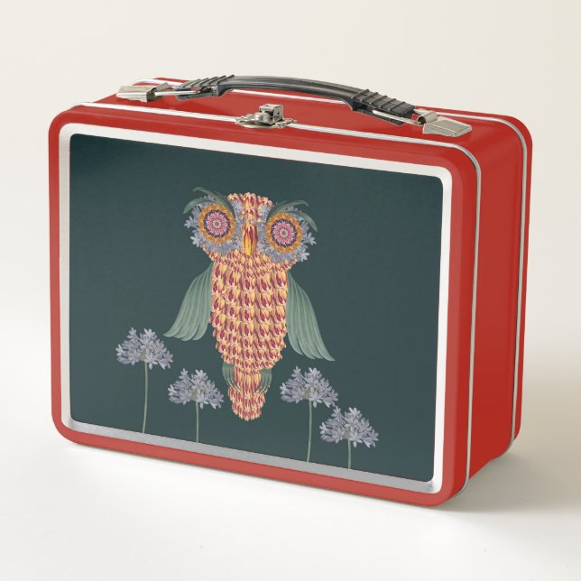 Owl of wisdom metal lunch box (Front)