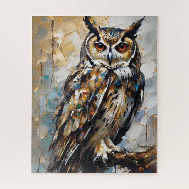 Owl oil painting jigsaw puzzle (Vertical)
