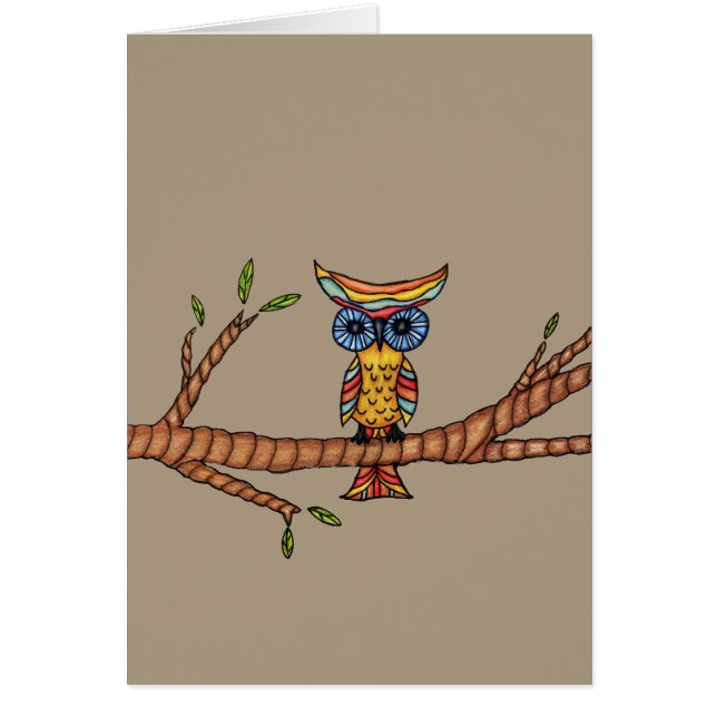 Owl On a  Branch Card (Front)