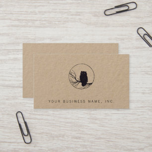 Owl on a Branch in a Circle Business Card