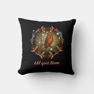 Owl on a branch Throw Pillow