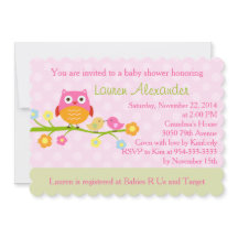 Owl on Branch Baby Shower Invitation