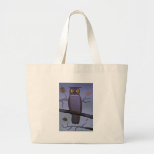 Owl on Branch Large Tote Bag