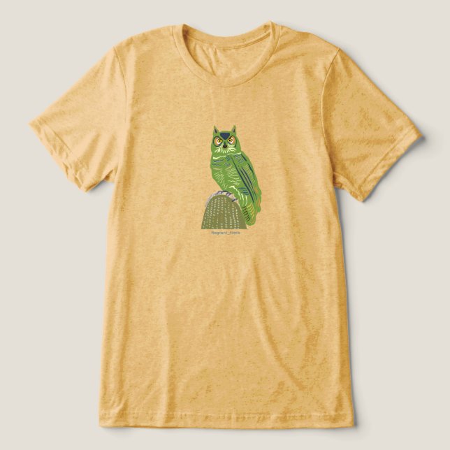 Owl on cactus  Tri-Blend shirt (Design Front)