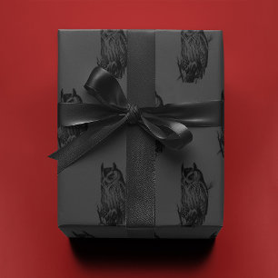 Owl on Grey    Wrapping Paper