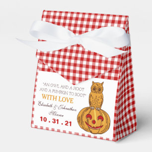 Owl on Pumpkin Gingham Pattern Favour Box