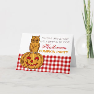Owl on Pumpkin Halloween Pumpkin Party Invitation