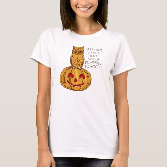 Owl on Pumpkin T-Shirt (Front)
