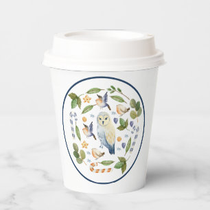 Owl on Tree Stump Birds Leaves Candy Canes Paper Cups