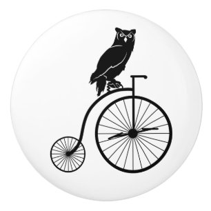Owl on Vintage Bike Ceramic Knob