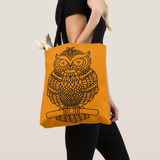 Owl (orange) - Tote Bag (Close Up)