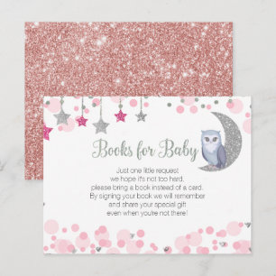 Owl Over the Moon Pink Baby Shower Books Postcard