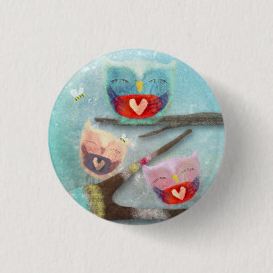 Owl Owly Owls Cute Smiling 3 Cm Round Badge
