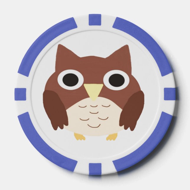 owl painting art poker chips (Front)
