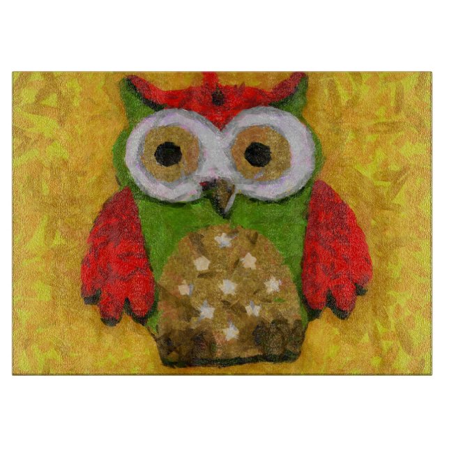 Owl painting cutting board (Front)