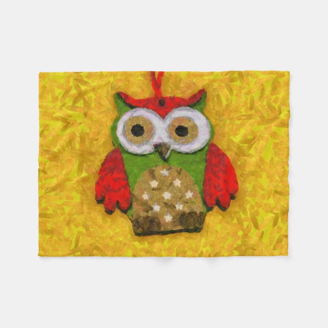 Owl painting fleece blanket (Front (Horizontal))