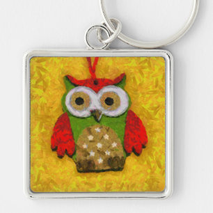Owl painting key ring