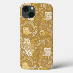 Owl paisley beige pattern iPhone 13 case