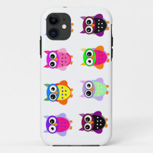 Owl party retro kawaii cute colourful owls iPhone 11 Case