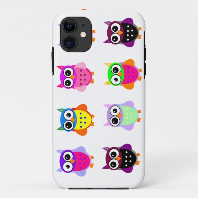 Owl party retro kawaii cute colourful owls iPhone Case-Mate iPhone Case (Back)