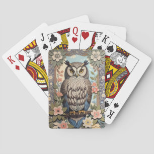 Owl Pastel Floral William Morris Inspired Playing Cards