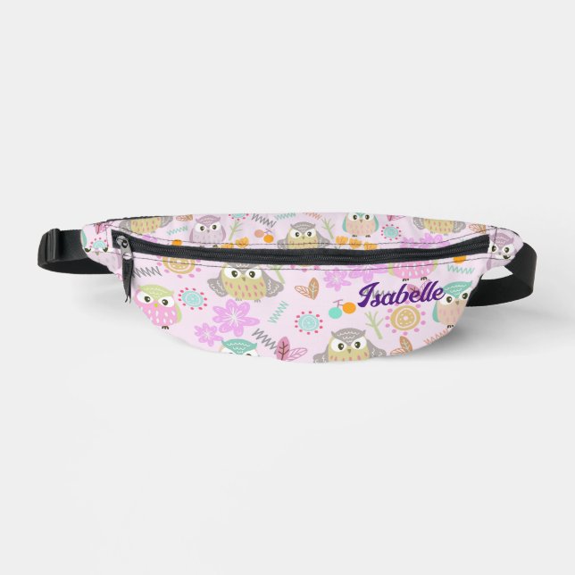 Owl Pastel Pink   Bum Bags (Front)
