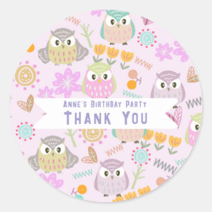 Owl Pastel Pink   Classic Round Sticker
