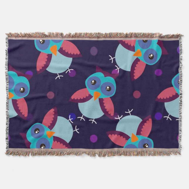 owl pattern background throw blanket (Front)