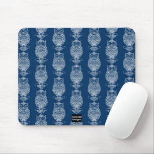 Owl (pattern dark blue) - Mouse Pad