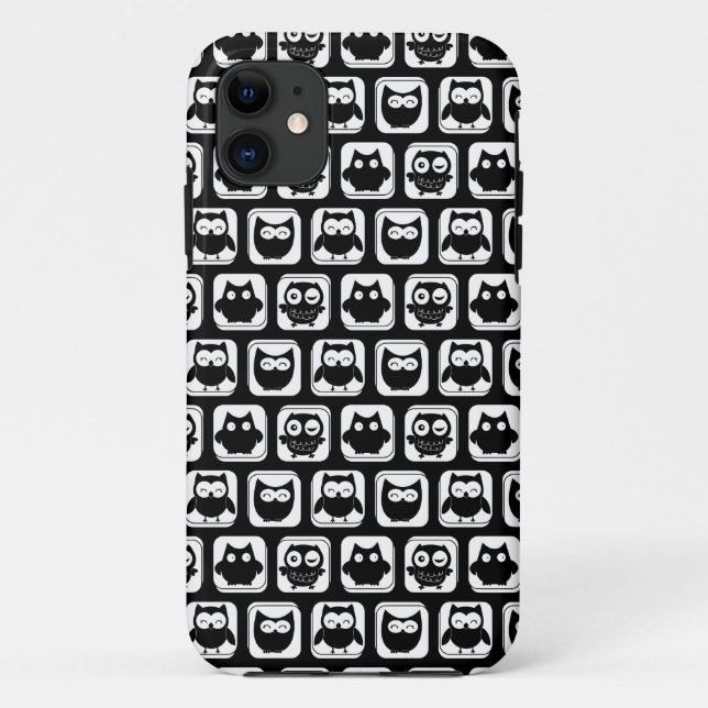 Owl Pattern in Black and White Case-Mate iPhone Case (Back)