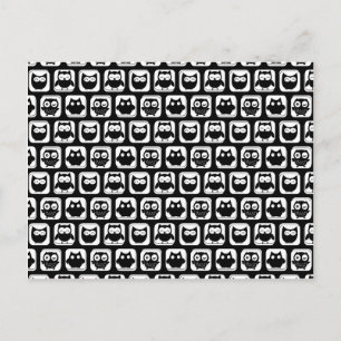 Owl Pattern in Black and White Postcard