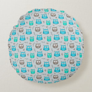 Owl pattern non repeating round cushion