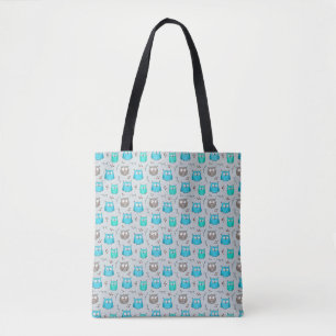 Owl pattern non repeating tote bag