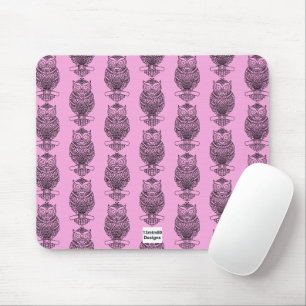 Owl (pattern pink) - Mouse Pad