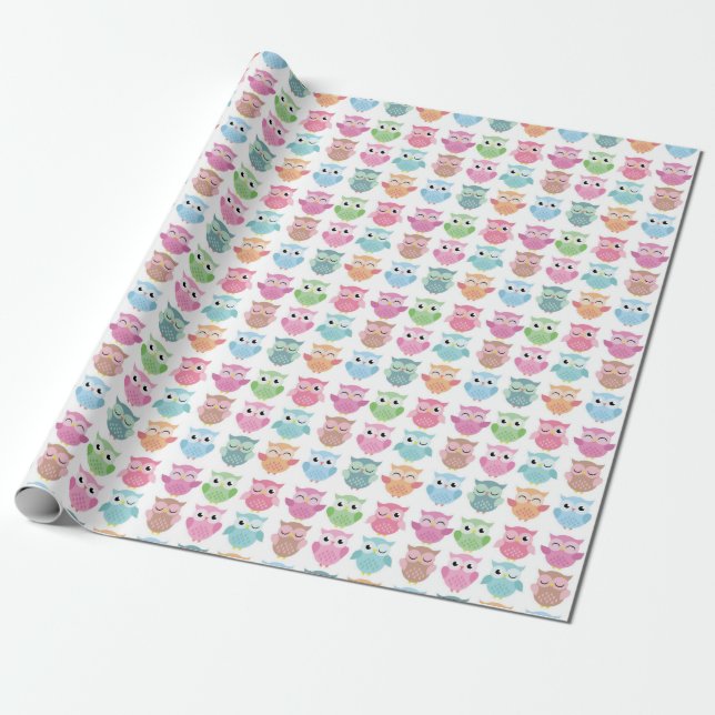 Owl Pattern Wrapping Paper (Unrolled)
