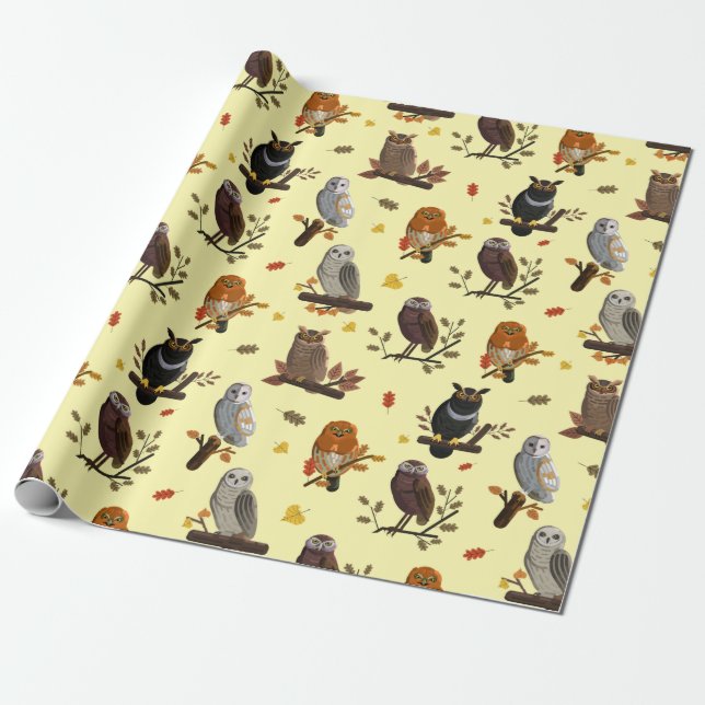 Owl Pattern Wrapping Paper (Unrolled)