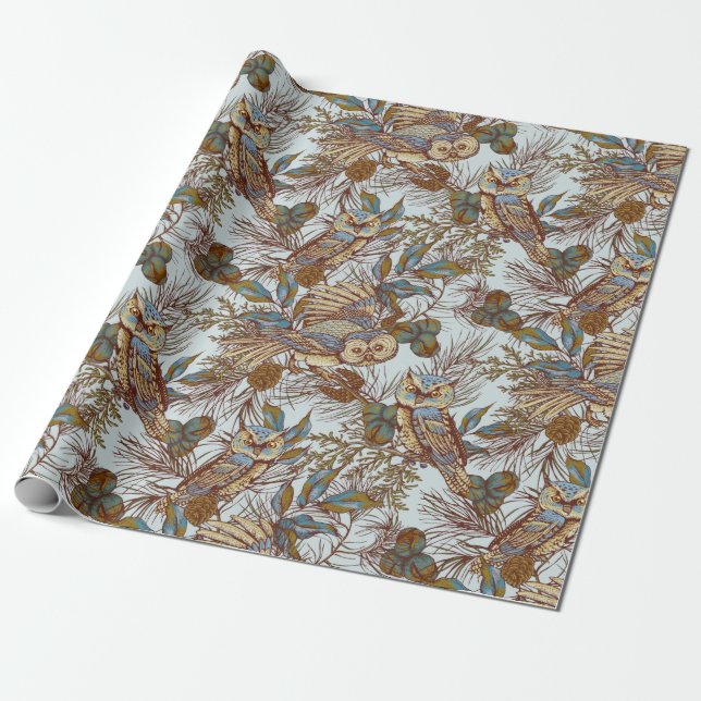 Owl Pattern Wrapping Paper (Unrolled)
