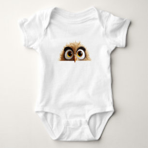 Owl Peeking Cute Adorable Funny Animal Cartoon Art Baby Bodysuit