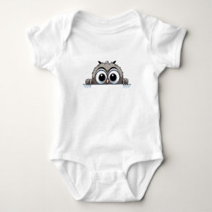 Owl Peeking Cute Adorable Funny Animal Cartoon Art Baby Bodysuit