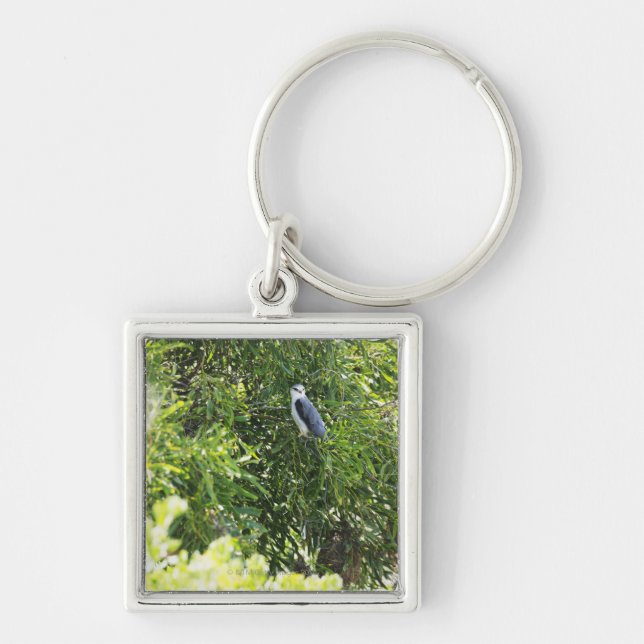 Owl perching on a tree key ring (Front)